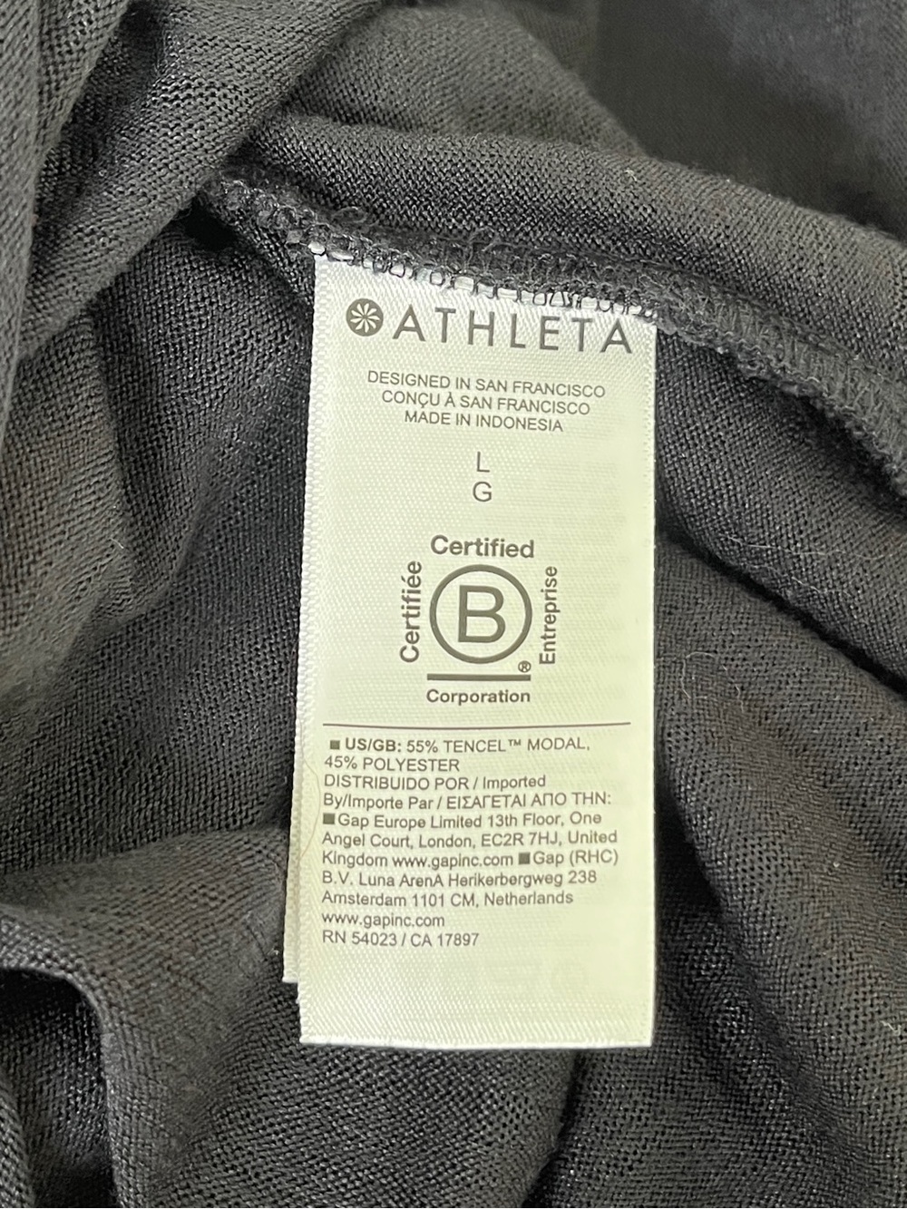 Athleta Black ‘Breezy Tank’ Sleeveless Tank Top, Size L - Picture 6 of 6